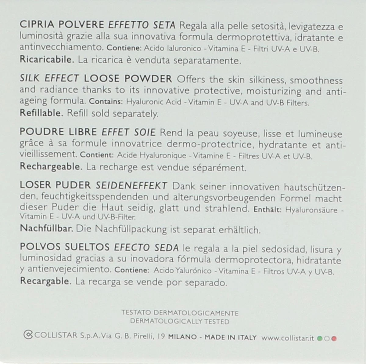 Collistar Silk Effect Loose Powder - 2 Golden Beige - Make-uppoeder 7 Collistar Silk Effect Loose Powder - 2 Golden Beige - Make-uppoeder - Afbeelding 7