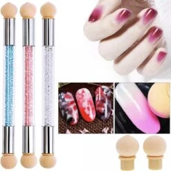 GUAPÀ - Nail Art Penselen Spons Set Met Holografische Glitter Poeder Set Voor Het Maken Van Prachtige Nail Art Effecten Op Je Nagels - 6 Delige Nail Art Set -Glam Make-up Verkoop 1200x1193