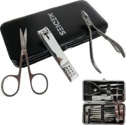 Medies - Luxe Manicureset 16 Delig Met Lederen Luxe Etui | Pedicure Set | Manicure Etui | Manicure Sets | Pedicure Sets | Nagelverzorging | Nagelknippers | Comedonlepels | Nagelvijl | Nagelriemknipper | Teennageltang | Nagelschaar | RVS -Glam Make-up Verkoop 1200x1195 11