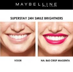 Maybelline SuperStay 24H Smile Brighters Lippenstift - 860 Crisp Magenta - Roze - Langhoudend -Glam Make-up Verkoop 1200x1197 45