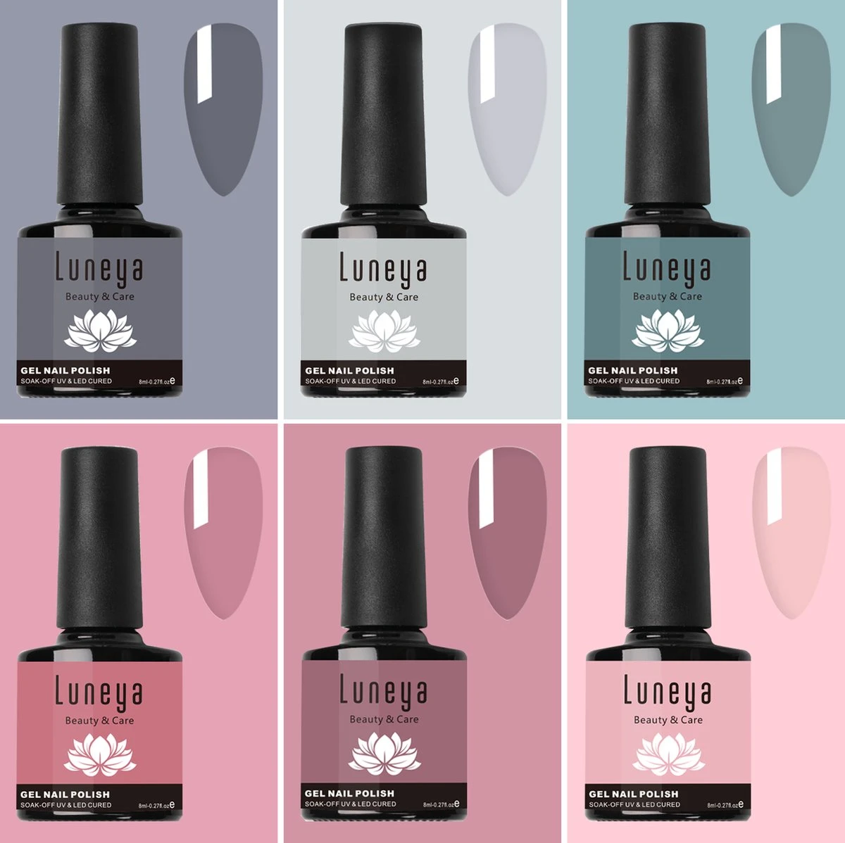 Luneya Gellak - Hidden Blossom Edition - 6-Delige Gellak Starterspakket - Gel Nagellak 4 Luneya Gellak - Hidden Blossom Edition - 6-Delige Gellak Starterspakket - Gel Nagellak - Afbeelding 4