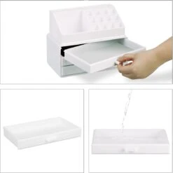 A&K 2in1 Make-up Organizer - 4 Lades Cosmetica Opbergdoos - Kaptafel - Wit -Glam Make-up Verkoop 1200x1198 76