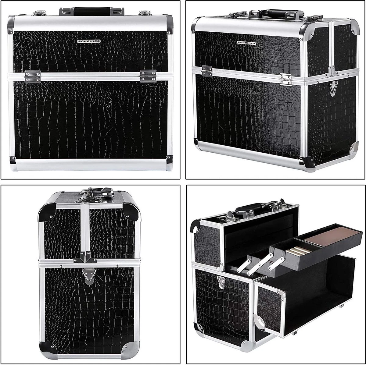 A.T. Shop Cosmeticakoffer, Make-up Koffer, Beauty Case, Bewaren Van Make-up, Nagellak. Zwart 4 A.T. Shop Cosmeticakoffer, Make-up Koffer, Beauty Case, Bewaren Van Make-up, Nagellak. Zwart - Afbeelding 4