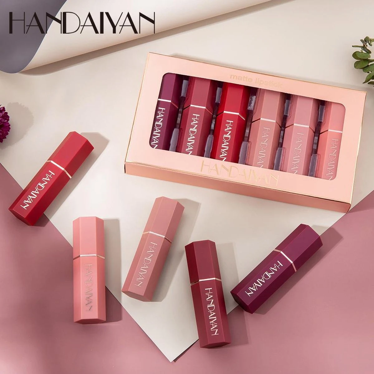Handaiyan Lipstick Matte - Set Van 6 Kleuren - Lippenstift - Langhoudend - Make Up 5 Handaiyan Lipstick Matte - Set Van 6 Kleuren - Lippenstift - Langhoudend - Make Up - Afbeelding 5
