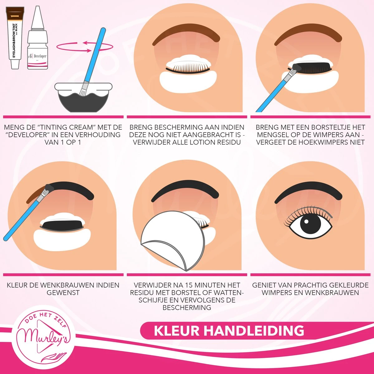 MURLEY'S Lashlift Set Met Wimperverf & Wenkbrauwverf, Met Zwarte Verf 7 MURLEY'S Lashlift Set Met Wimperverf & Wenkbrauwverf, Met Zwarte Verf - Afbeelding 7