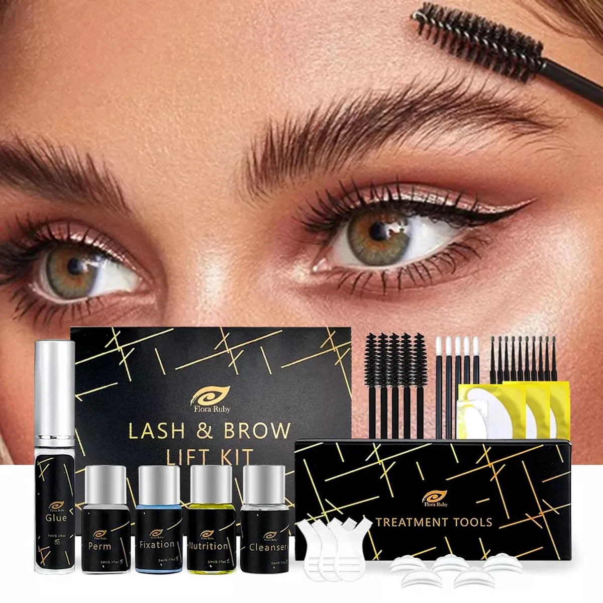 Flora Ruby - Wimper & Wenkbrauw Lifting Set 2 In 1 - Professionele 2 In 1 Lash Lift & Brow Lamination Kit - Permanente Wimperkruller 1 Flora Ruby - Wimper & Wenkbrauw Lifting Set 2 In 1 - Professionele 2 In 1 Lash Lift & Brow Lamination Kit - Permanente Wimperkruller