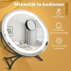 Great's® Make Up Spiegel Met LED Verlichting - ⌀ 40cm - Visagie Spiegel Rond - Extra Close Up Spiegeltje 10x - Zwart -Glam Make-up Verkoop 1200x1200 2181