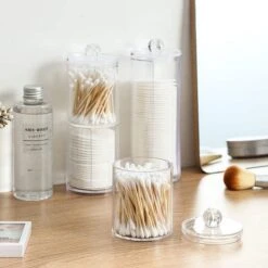 Without Lemon - Wattenstaafjes En Wattenschijfjes Houder - Dubbel Transparant Opberghouder - Opbergdoosje - Makeup Organizer - Open En Dichte Houder - Met Deksel - Stapelbaar -Glam Make-up Verkoop 1200x1200 2196