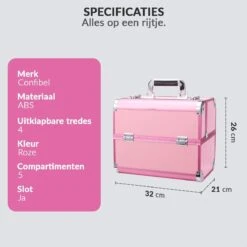 Confibel Cosmetica Koffer - Make Up Koffer Uitklapbaar - 5 Opbergbakken Make-up Koffer - Beautycase/Visagiekoffer /Cosmeticakoffer /Beautycase/ Nagelstylistekoffer - Roze -Glam Make-up Verkoop 1200x1200 2251