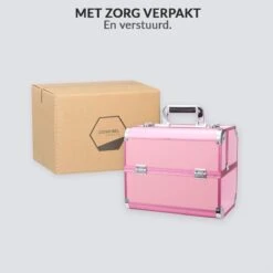 Confibel Cosmetica Koffer - Make Up Koffer Uitklapbaar - 5 Opbergbakken Make-up Koffer - Beautycase/Visagiekoffer /Cosmeticakoffer /Beautycase/ Nagelstylistekoffer - Roze -Glam Make-up Verkoop 1200x1200 2253