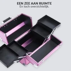 Confibel Cosmetica Koffer - Make Up Koffer Uitklapbaar - 5 Opbergbakken Make-up Koffer - Beautycase/Visagiekoffer /Cosmeticakoffer /Beautycase/ Nagelstylistekoffer - Roze -Glam Make-up Verkoop 1200x1200 2254