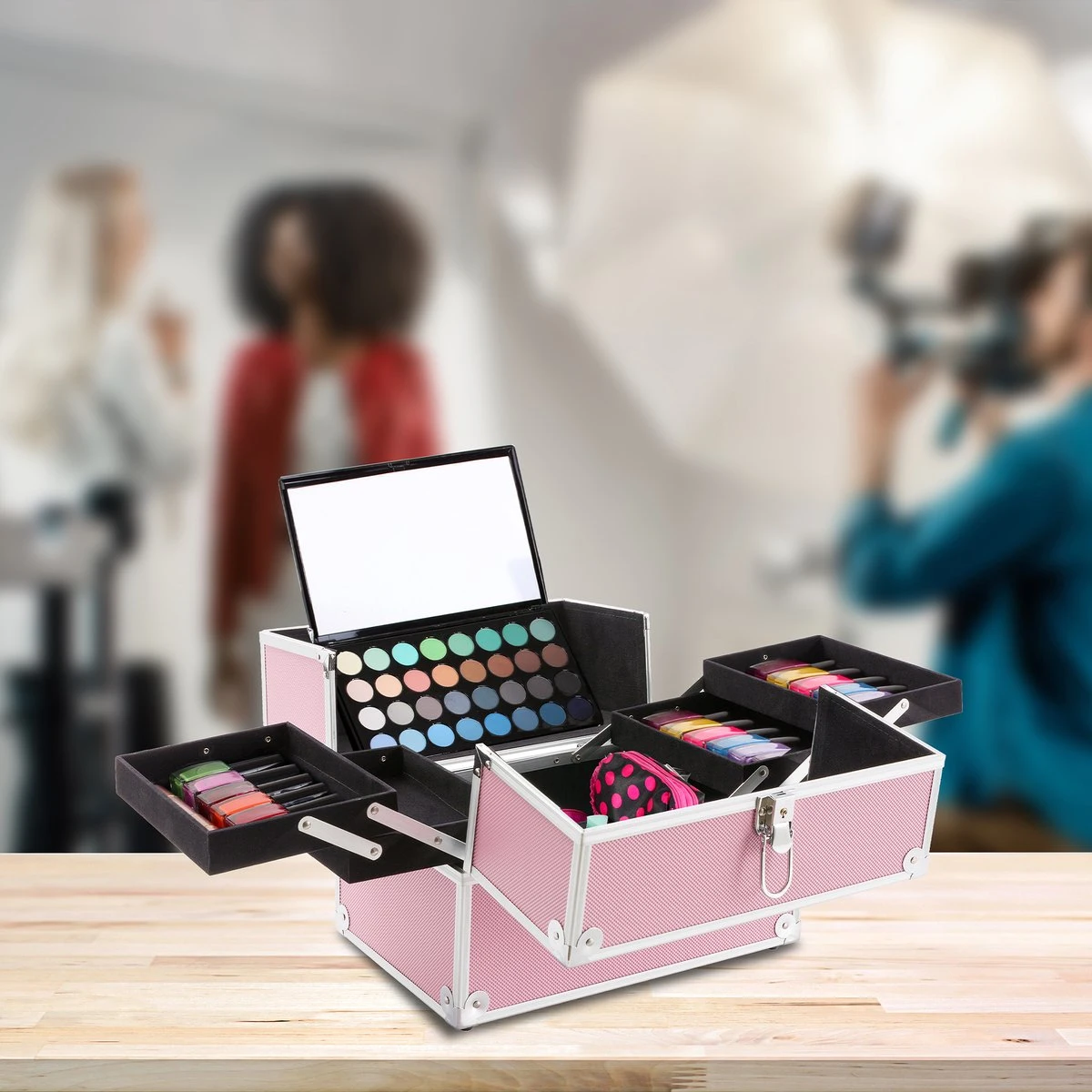 AREBOS Cosmeticakoffer Beauty Case Multikoffer 15 L Roze 2 AREBOS Cosmeticakoffer Beauty Case Multikoffer 15 L Roze - Afbeelding 2