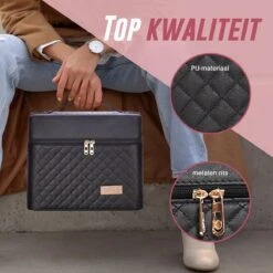 Make Up Koffer En Organizer - Beautycase Met Spiegel - Dames - Cosmetica En Visagie - Zwart -Glam Make-up Verkoop 1200x1200 2265
