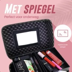 Make Up Koffer En Organizer - Beautycase Met Spiegel - Dames - Cosmetica En Visagie - Zwart -Glam Make-up Verkoop 1200x1200 2267