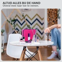Cosmetica Koffer - Make-up Koffer Met Verstelbare Vakken - Visagie En Nagelstyliste Beauty Koffer - 26x23x9CM - Roze -Glam Make-up Verkoop 1200x1200 2271