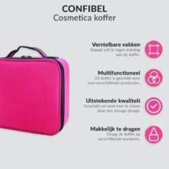 Cosmetica Koffer - Make-up Koffer Met Verstelbare Vakken - Visagie En Nagelstyliste Beauty Koffer - 26x23x9CM - Roze -Glam Make-up Verkoop 1200x1200 2275