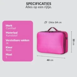 Cosmetica Koffer - Make-up Koffer Met Verstelbare Vakken - Visagie En Nagelstyliste Beauty Koffer - 40x30x14CM - Roze -Glam Make-up Verkoop 1200x1200 2294