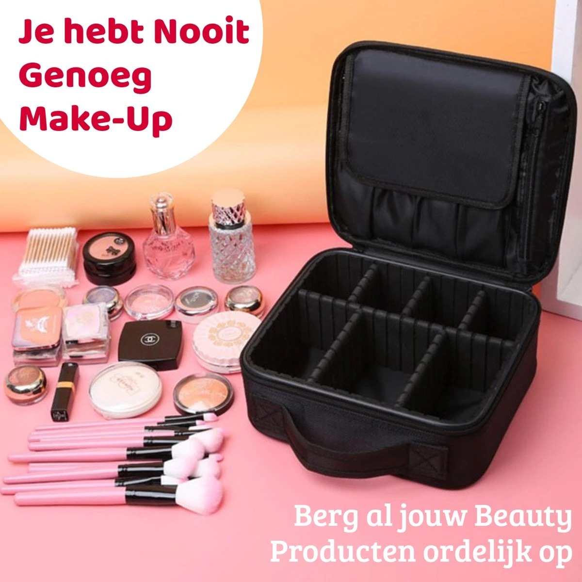 Mmoods Make-up Koffer – Make Up Tas Reizen – Makeup Organizer Verstelbaar -Beautycase Waterdicht – Make-up Tasje Voor Onderweg – Toilettas Voor Cosmetica Zwart 5 Mmoods Make-up Koffer – Make Up Tas Reizen – Makeup Organizer Verstelbaar -Beautycase Waterdicht – Make-up Tasje Voor Onderweg – Toilettas Voor Cosmetica Zwart - Afbeelding 5