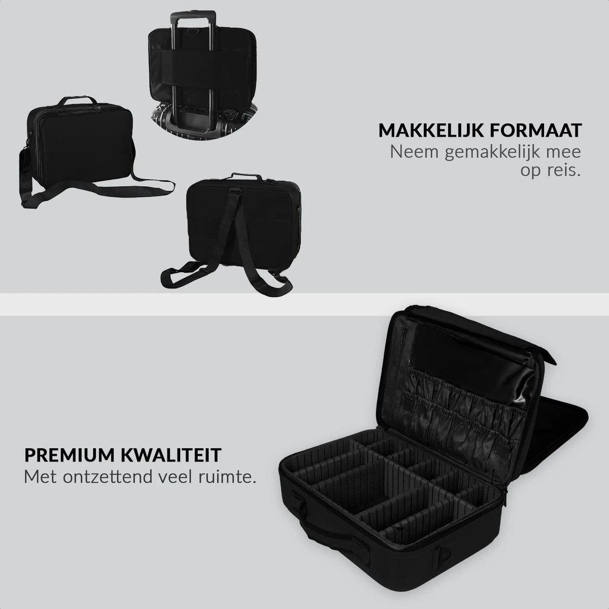 Cosmetica Koffer - Make-up Koffer Met Verstelbare Vakken - Visagie En Nagelstyliste Beauty Koffer - 40x30x14CM 5 Cosmetica Koffer - Make-up Koffer Met Verstelbare Vakken - Visagie En Nagelstyliste Beauty Koffer - 40x30x14CM - Afbeelding 5