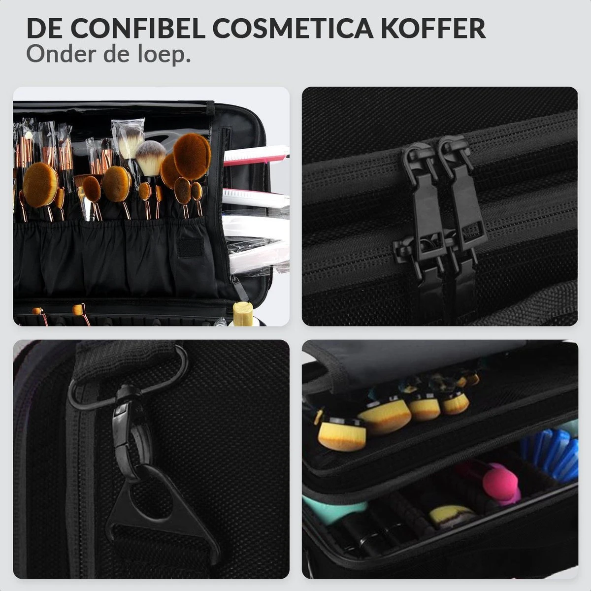 Cosmetica Koffer - Make-up Koffer Met Verstelbare Vakken - Visagie En Nagelstyliste Beauty Koffer - 40x30x14CM 9 Cosmetica Koffer - Make-up Koffer Met Verstelbare Vakken - Visagie En Nagelstyliste Beauty Koffer - 40x30x14CM - Afbeelding 9