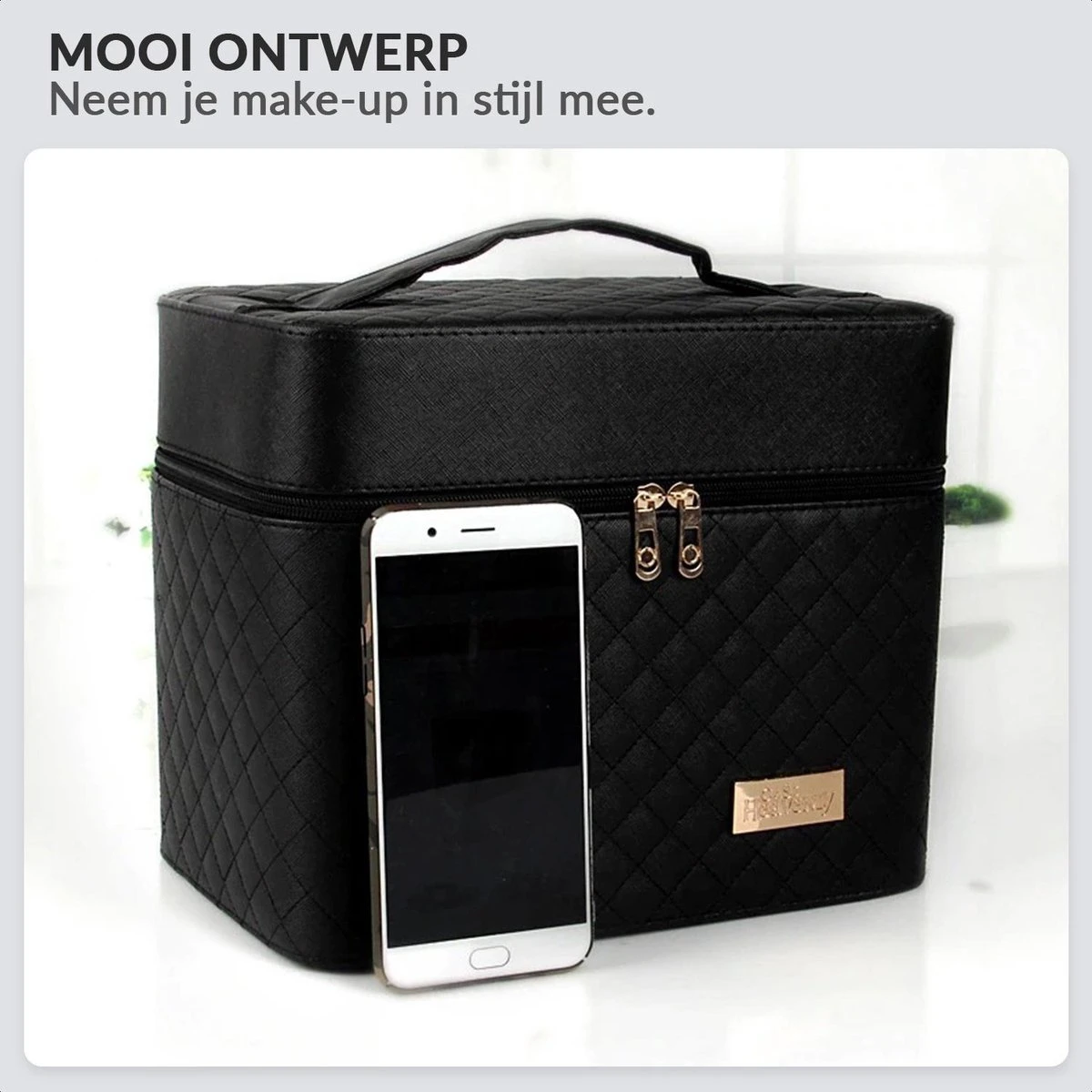 Confibel Make Up Koffer - Uitklapbaar - 5 Opbergbakken - Met Spiegel - Zwart 16 Confibel Make Up Koffer - Uitklapbaar - 5 Opbergbakken - Met Spiegel - Zwart - Afbeelding 16