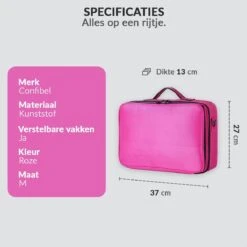 Cosmetica Koffer - Make-up Koffer Met Verstelbare Vakken - Visagie En Nagelstyliste Beauty Koffer - 37x27x13CM - Roze -Glam Make-up Verkoop 1200x1200 2352