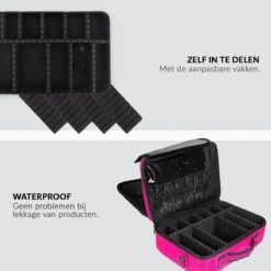 Cosmetica Koffer - Make-up Koffer Met Verstelbare Vakken - Visagie En Nagelstyliste Beauty Koffer - 37x27x13CM - Roze -Glam Make-up Verkoop 1200x1200 2357