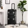 Merkloos Trolley, Make-up Koffer, Cosmetische Koffer, Voor Nageldesign, Make-up Organizer, Koffer Met Draagtas, Zwart JHZ04B