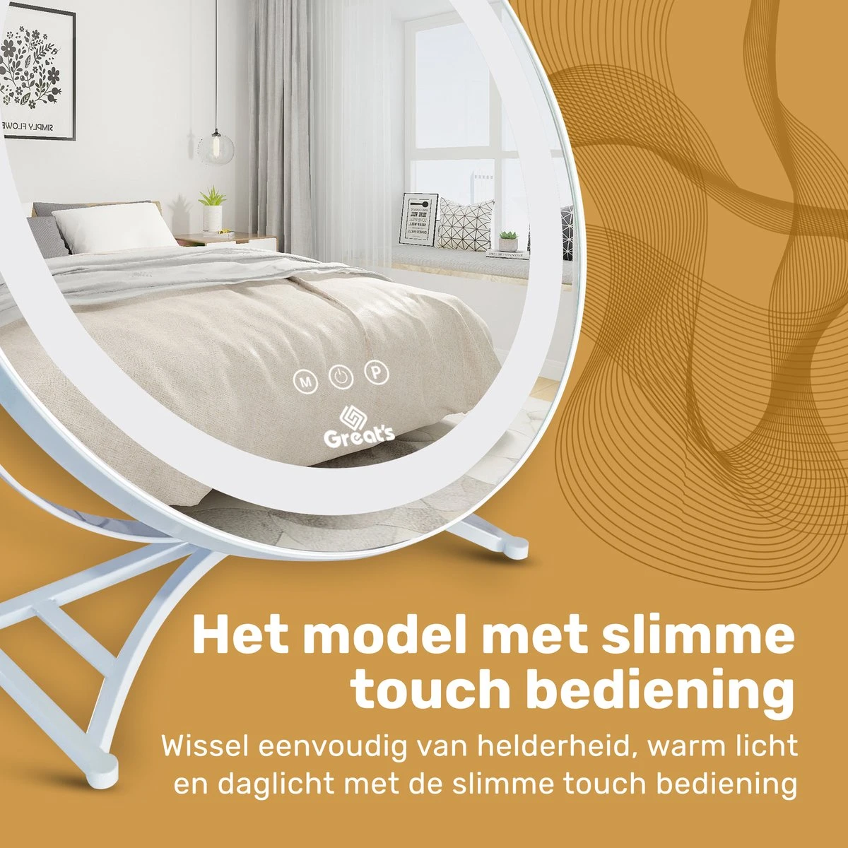 Great's® Make Up Spiegel Met LED Verlichting- ⌀ 40cm - Visagie Spiegel Rond - Extra Close Up Spiegeltje 10x - Wit 5 Great's® Make Up Spiegel Met LED Verlichting- ⌀ 40cm - Visagie Spiegel Rond - Extra Close Up Spiegeltje 10x - Wit - Afbeelding 5