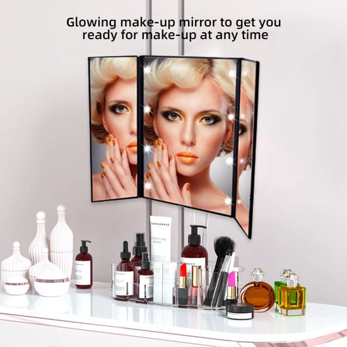 Spiegel Met LED Verlichting - Make-upspiegel - Zwart 7 Spiegel Met LED Verlichting - Make-upspiegel - Zwart - Afbeelding 7