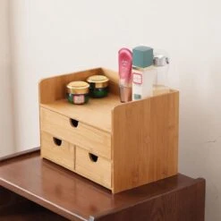 Merkloos Decopatent® Luxe Make-up Organizer Met 3 Lades - Cosmetica Organizer Make Up Met Schuiflade Bamboe Hout - Cosmeticahouder - Toren -Glam Make-up Verkoop 1200x1200 2543