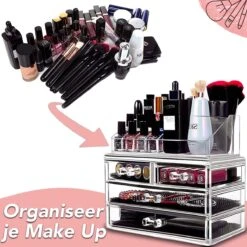 AWEMOZ Make-Up Organizer - Beauty Organizer Voor Make Up - Opbergbox - Opbergdoos Cosmetica - Sieradendoos - 20 Opbergvakken - Nagellak - Lippenstift - Transparant - Cadeau Voor Vrouw -Glam Make-up Verkoop 1200x1200 2552