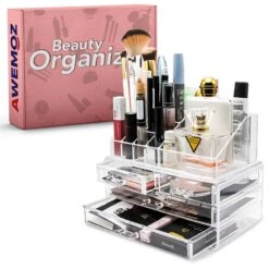 AWEMOZ Make-Up Organizer - Beauty Organizer Voor Make Up - Opbergbox - Opbergdoos Cosmetica - Sieradendoos - 20 Opbergvakken - Nagellak - Lippenstift - Transparant - Cadeau Voor Vrouw -Glam Make-up Verkoop 1200x1200 2555