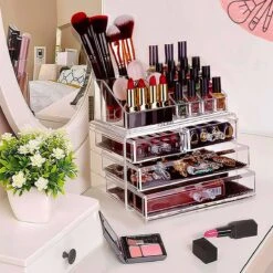 AWEMOZ Make-Up Organizer - Beauty Organizer Voor Make Up - Opbergbox - Opbergdoos Cosmetica - Sieradendoos - 20 Opbergvakken - Nagellak - Lippenstift - Transparant - Cadeau Voor Vrouw -Glam Make-up Verkoop 1200x1200 2556