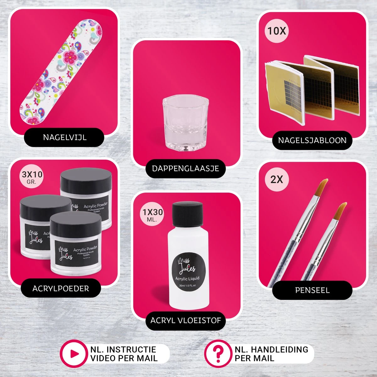 Miss Jules - Acryl Nagels Starterspakket - Wit, Roze & Transparant - Professionele Kunstnagels 5 Miss Jules - Acryl Nagels Starterspakket - Wit, Roze & Transparant - Professionele Kunstnagels - Afbeelding 5