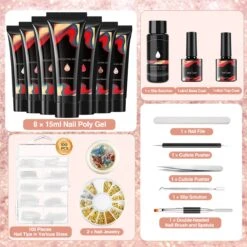 Merkloos Nepnagels - Polygel Set - Nagelverlengingsset - 8 Kleuren - Nagels Set - Temperatuurwisselgel - Lichtgevende Gel - Voor Beginners - Voor DIY Salon Art Nagels - Type A -Glam Make-up Verkoop 1200x1200 463
