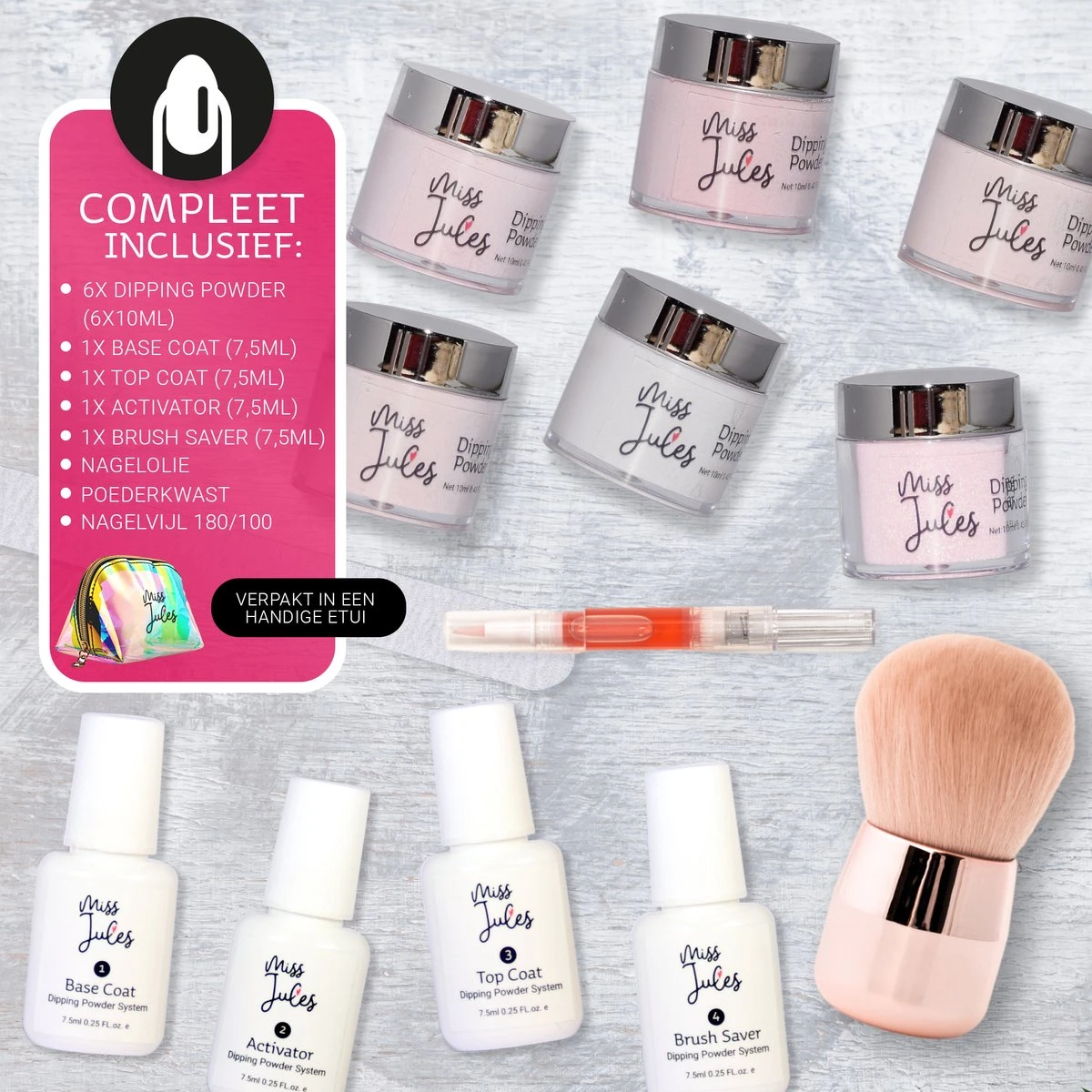 Miss Jules® Complete Set - Dipping Powder Starters Kit - 6 Kleuren Roze - Acryl Nagels Starterspakket 6 Miss Jules® Complete Set - Dipping Powder Starters Kit - 6 Kleuren Roze - Acryl Nagels Starterspakket - Afbeelding 6