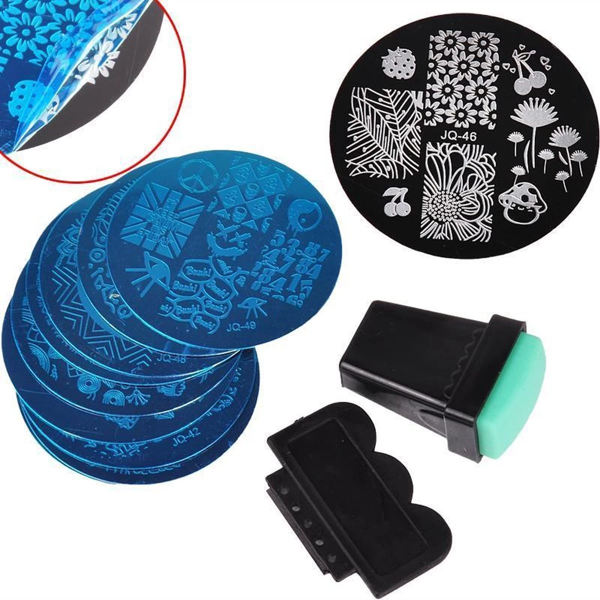 Ronde Nagel Stempel Set Met Plaatje - Nail Art Stempelplaat & Sjablonen 2 Ronde Nagel Stempel Set Met Plaatje - Nail Art Stempelplaat & Sjablonen - Afbeelding 2