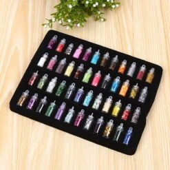 48 Potjes Glitter / Decoratie Voor Nail Art / Knutselen - Sparkolia Glitters Nagel Decoratie Set- 3D Nail Art Voor Gellak, Acryl Of Nagellak - Glitter, Poeder, Holografisch, Vlokken, Pailletten, Shimmer, Rhinestone - Verschillende Kleuren -Glam Make-up Verkoop 1200x1200 634
