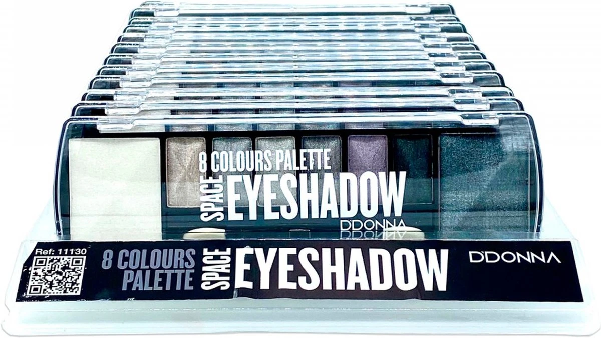 D'Donna - Oogschaduw Palette - Space Gris - Met Lange Applicator - 8 Kleuren: Wit / Grijs / Zilver / Zwart - 1 Doosje Met 10 Gram Inhoud 2 D'Donna - Oogschaduw Palette - Space Gris - Met Lange Applicator - 8 Kleuren: Wit / Grijs / Zilver / Zwart - 1 Doosje Met 10 Gram Inhoud - Afbeelding 2