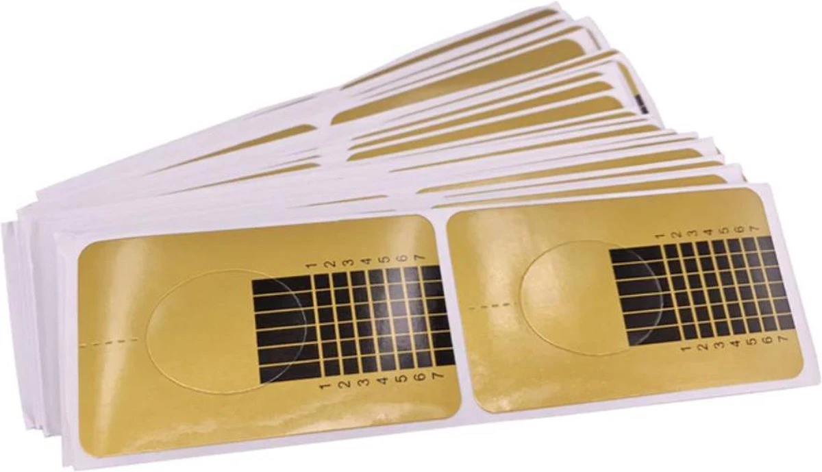 Merkloos Hiden | Nagel Sjablonen - Nail Art - Beauty & Make-up - French Manicure - Goud | 100 Stuks 2 Merkloos Hiden | Nagel Sjablonen - Nail Art - Beauty & Make-up - French Manicure - Goud | 100 Stuks - Afbeelding 2