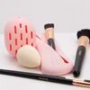 Siliconen Make Up Spons En Kwasten Houder - Roze - Make Up Tools - Make Up Organizer - Make-up Spons Houder - Make-up Kwasten Houder - Stof- En Waterbestendig - Make Up Tools Reizen - Reis Tools
