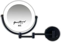 Metalen Verlichte Wand Knik Arm Make-up LED Spiegel Mat Zwart, Dubbelzijdig Verlicht, 10x Vergroting 22cm Doorsnee, Inculsief 4x AA Batterijen En Stroomkabel(USB) Badkamer Spiegel -Glam Make-up Verkoop 1200x829 6