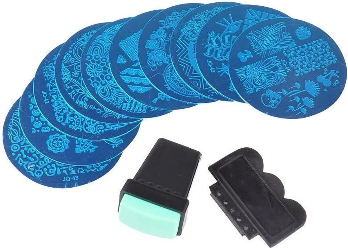 Ronde Nagel Stempel Set Met Plaatje - Nail Art Stempelplaat & Sjablonen 1 Ronde Nagel Stempel Set Met Plaatje - Nail Art Stempelplaat & Sjablonen