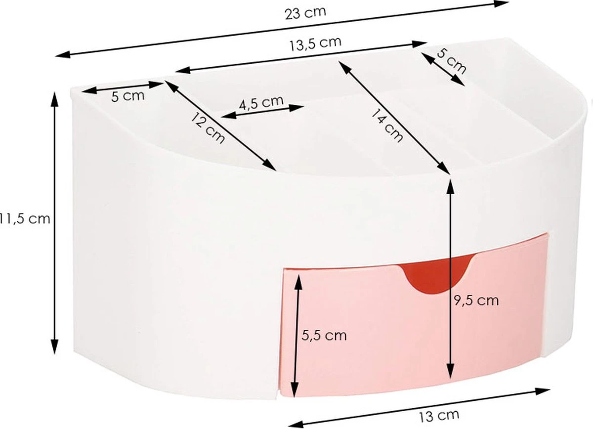 Springos Make Up Organizer - Meerdere Vakken - Lade Kast - Wit/Roze 2 Springos Make Up Organizer - Meerdere Vakken - Lade Kast - Wit/Roze - Afbeelding 2