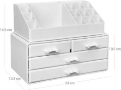 Nancy's Cutler Make-Up Organizer - Make-Up Opslag - 4 Lades - Open Vakken - Wit - Acryl - 24 X 13.5 X 18.5 Cm 10 Nancy's Cutler Make-Up Organizer - Make-Up Opslag - 4 Lades - Open Vakken - Wit - Acryl - 24 X 13.5 X 18.5 Cm -Glam Make-up Verkoop 1200x893
