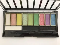 Wynie - Oogschaduw Palette - 12 Vrolijke Matte En Shimmer Tinten Blauw, Groen, Roze, Paars, Geel, Wit En Zwart - 1 Doos Met 2 Applicatoren - Nummer 060831