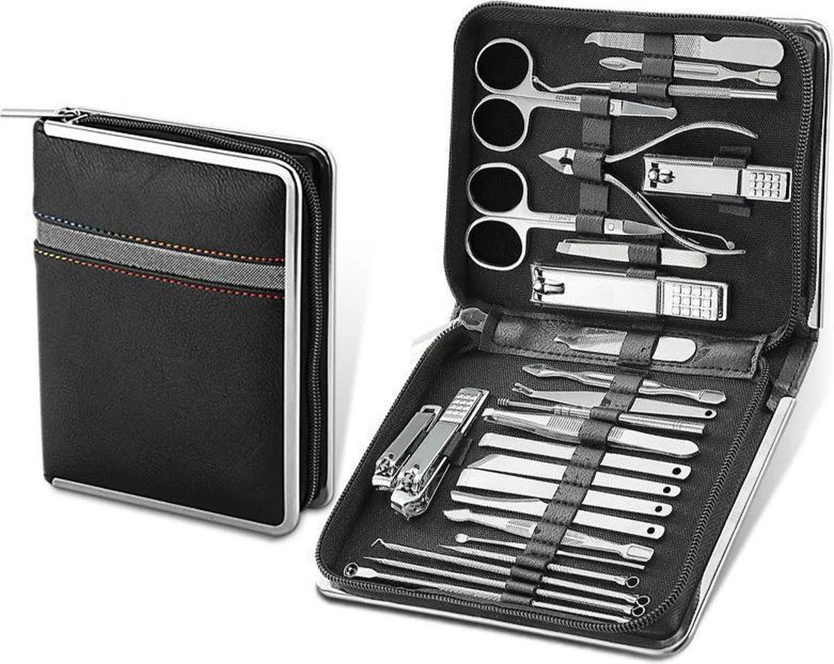 NCPS Professionele Manicure Set / Pedicure Set | 26-Delig | Opbergetui | Reisset | Nagelschaar | Nagelknipper | Nagelverzorging | Voor Mannen En Vrouwen | Zwart 1 NCPS Professionele Manicure Set / Pedicure Set | 26-Delig | Opbergetui | Reisset | Nagelschaar | Nagelknipper | Nagelverzorging | Voor Mannen En Vrouwen | Zwart