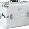 Veronica NAIL-PRODUCTS - Aluminium Koffer - Zilver - 3 Vaks - Draagriem En Afsluitbaar - Beautycase Voor Nagel, Pedicure, Manicure, Visagie, Make-up, Kapper Spullen.