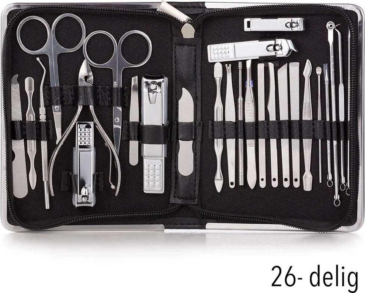 NCPS Professionele Manicure Set / Pedicure Set | 26-Delig | Opbergetui | Reisset | Nagelschaar | Nagelknipper | Nagelverzorging | Voor Mannen En Vrouwen | Zwart 3 NCPS Professionele Manicure Set / Pedicure Set | 26-Delig | Opbergetui | Reisset | Nagelschaar | Nagelknipper | Nagelverzorging | Voor Mannen En Vrouwen | Zwart - Afbeelding 3